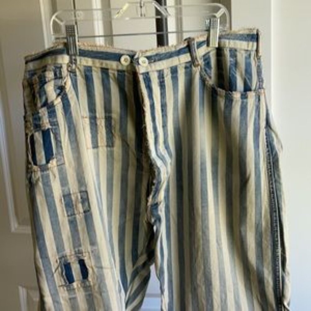 Women Pants & Jumpsuits Magnolia Pearl Railroad Striped Cotton Trousers - Picture 3 of 5